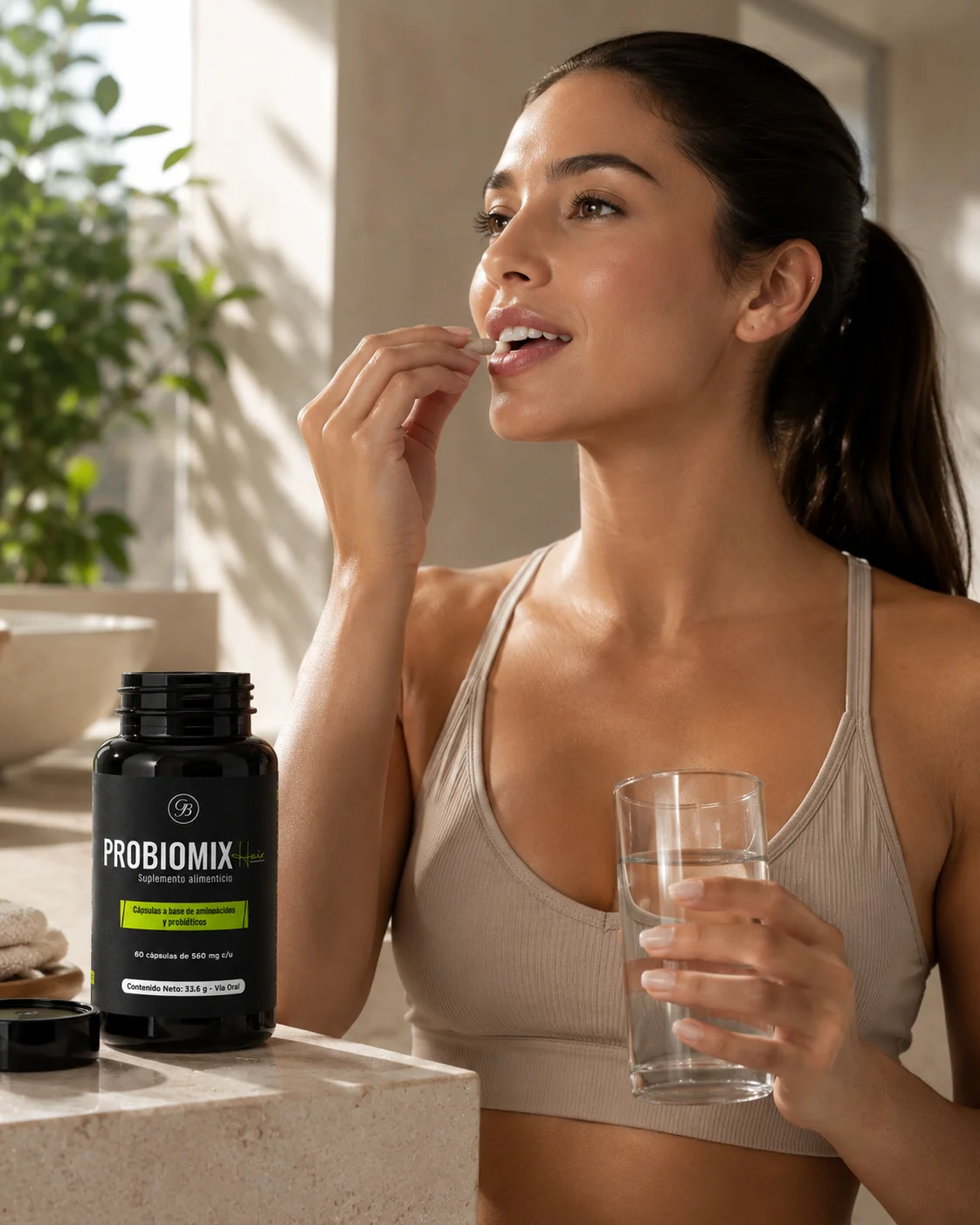 Mujer con cabello saludable — PROBIOMIX HAIR